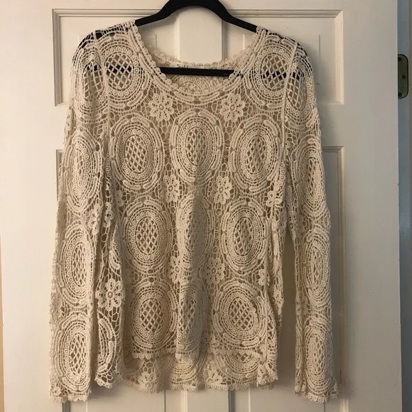 Anthropologie Solitaire Cream Crocheted Top - Picture 1 of 4